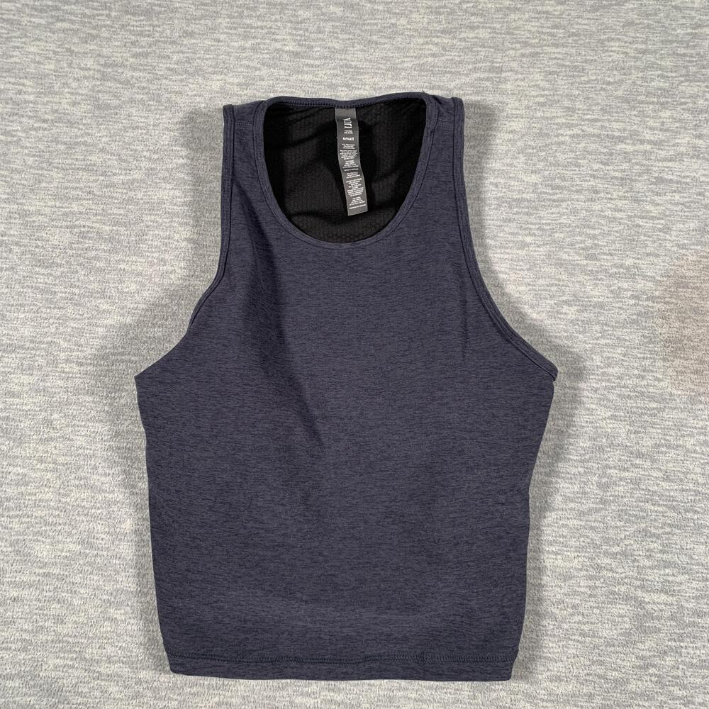Vuori Sports Bra Womens Small Blue High Neck Longline Crop Elevation Plyo Tank
